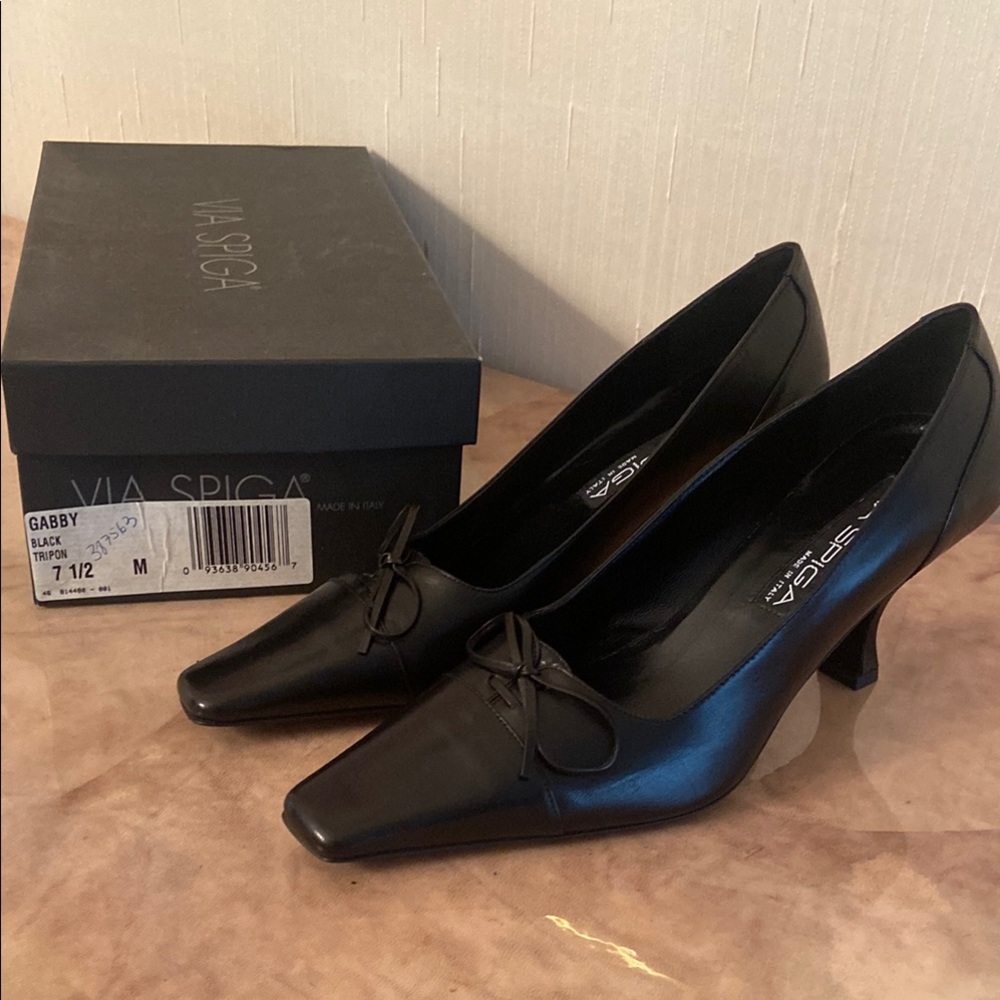 Via Spiga Black Heels Medium Height Classic - Picture 7 of 8